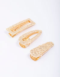 Gold Mixed Molten Hair Clip 3-Pack - link has visual effect only