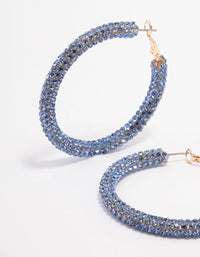 Blue Encrusted Hoop Earrings 40mm - link has visual effect only