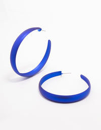 Blue Rubber Coated Hoop Earrings 60mm - link has visual effect only