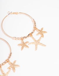 Gold Triple Starfish Hoop Earrings - link has visual effect only