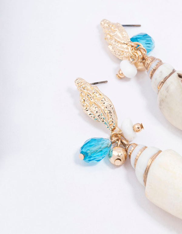 Blue Double Shell Beaded Drop Earrings Lovisa