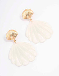 Gold Acrylic Shell Drop Earrings - link has visual effect only