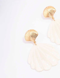 Gold Acrylic Shell Drop Earrings - link has visual effect only