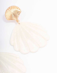 Gold Acrylic Shell Drop Earrings - link has visual effect only