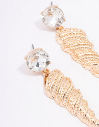 Gold Diamante Shell Drop Earrings - link has visual effect only