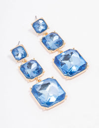 Gold Triple Square Stone Drop Earrings - link has visual effect only