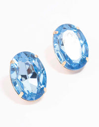 Gold Oval Stone Statement Stud Earrings - link has visual effect only