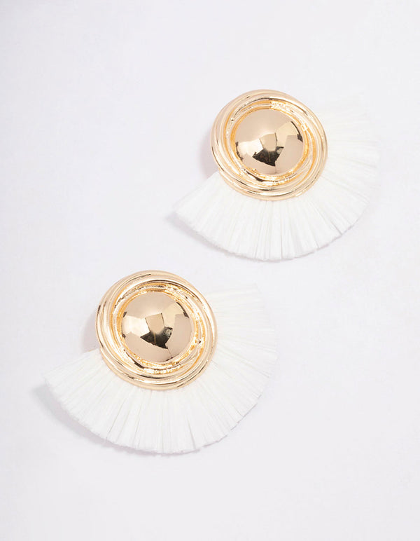 Gold Antique Raffia Stud Earrings