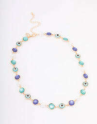 Gold Evil Eye Short Necklace - link has visual effect only