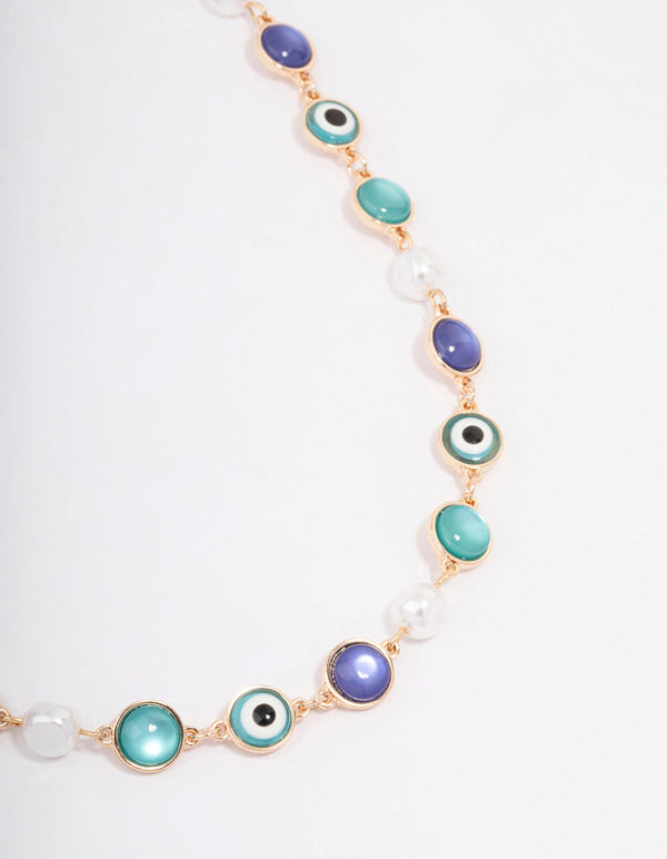 Gold Evil Eye Short Necklace