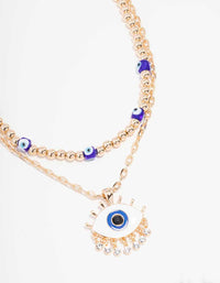 Gold Evil Eye Layered Necklace - link has visual effect only