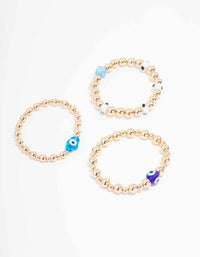 Gold Stretch Evil Eye Bracelet 3-Pack - link has visual effect only