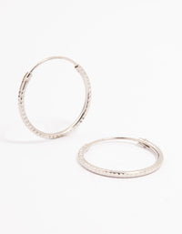 Platinum Sterling Silver Textured Hoop Earrings 15mm - link has visual effect only