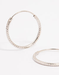 Platinum Sterling Silver Textured Hoop Earrings 15mm - link has visual effect only