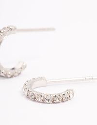 Platinum Sterling Silver Cubic Zirconia Mini Hoop Earrings - link has visual effect only