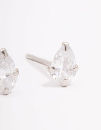 Platinum Sterling Silver Pear Cubic Zirconia Stud Earrings - link has visual effect only