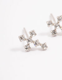 Platinum Sterling Silver Cross Cubic Zirconia Stud Earrings - link has visual effect only