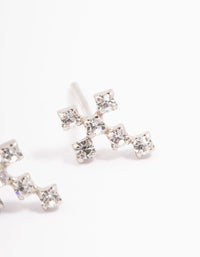 Platinum Sterling Silver Cross Cubic Zirconia Stud Earrings - link has visual effect only