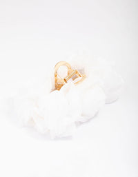 White Fabric Flower Hair Claw Clip - link has visual effect only