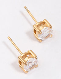 Gold Plated Surgical Steel Round High Claw Stud Earrings - link has visual effect only