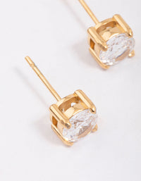 Gold Plated Surgical Steel Round High Claw Stud Earrings - link has visual effect only