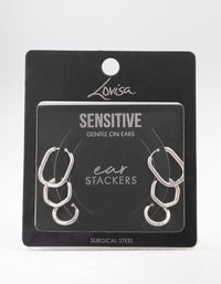 Surgical Steel Geometric Modern Hoop Earring 3-Pack - link has visual effect only