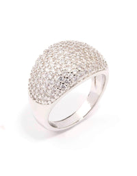 Silver Cubic Zirconia Pave Dome Ring - link has visual effect only