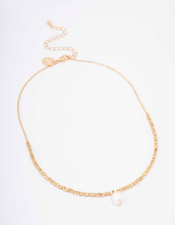 Gold Plated Pendant & Pearl Necklace - Lovisa