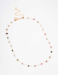 Gold Plated Semi Precious Station Necklace - link has visual effect only