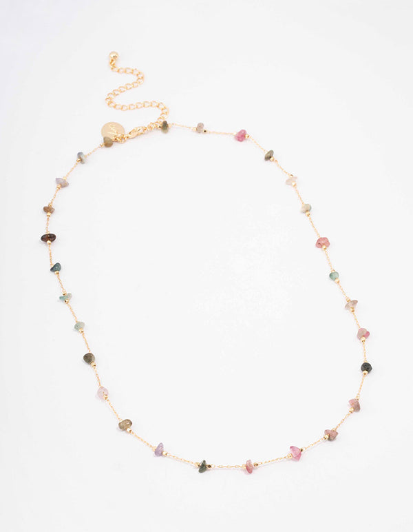 Gold Plated Semi Precious Station Necklace Lovisa