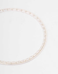 Silver Plated Cubic Zirconia Dainty Baguette Layered Bracelet - link has visual effect only