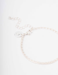 Silver Plated Cubic Zirconia Dainty Baguette Layered Bracelet - link has visual effect only