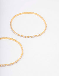 Gold Plated Alternating Mini Cubic Zirconia Pearl Stretch Bangle - link has visual effect only