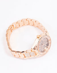 Rose Gold Shaker Diamante Detailed Watch - link has visual effect only