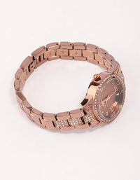 Copper-Coloured Diamante Link Watch - link has visual effect only