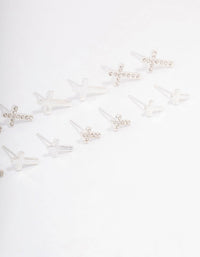 Silver Diamante Cross Earring 8-Pack - link has visual effect only