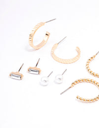 Gold Diamante & Pearl Hoop Earring 8-Pack - link has visual effect only