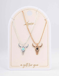 Mixed Metal Bull Head Necklace - link has visual effect only