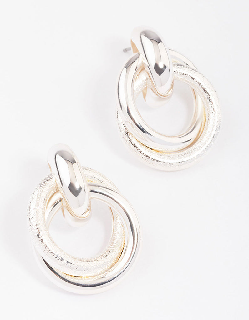 Silver Layered Textured Knotted Hoop Earrings - Lovisa