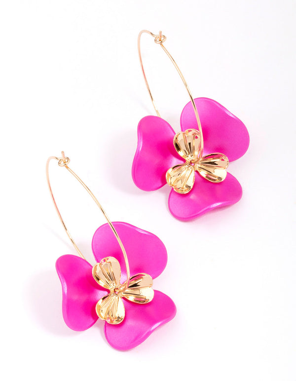 Pink flower deals earrings