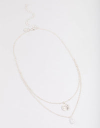 Silver Disc & Pearl Layered Necklace - link has visual effect only