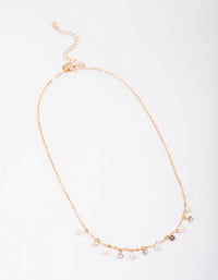 Gold Pearl & Diamante Droplet Chain Necklace - link has visual effect only