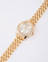 Gold Diamante Encrusted Watch - link has visual effect only