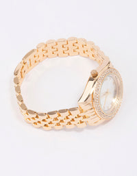 Gold Diamante Encrusted Watch - link has visual effect only