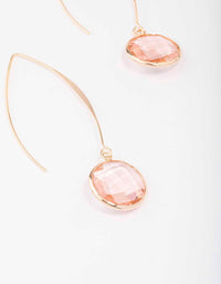 Gold Oval Blush Diamante Gem Drop Earrings - link has visual effect only