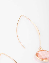 Gold Oval Blush Diamante Gem Drop Earrings - link has visual effect only