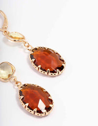 Gold Square & Oval Drop Earrings - link has visual effect only