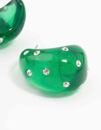 Green Acrylic Chunky Diamante Hoop Earrings - link has visual effect only