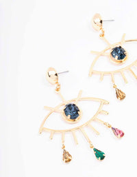 Gold Evil Eye Diamante Drop Earrings - link has visual effect only