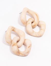 Natural Double Chain Link Drop Earrings - link has visual effect only